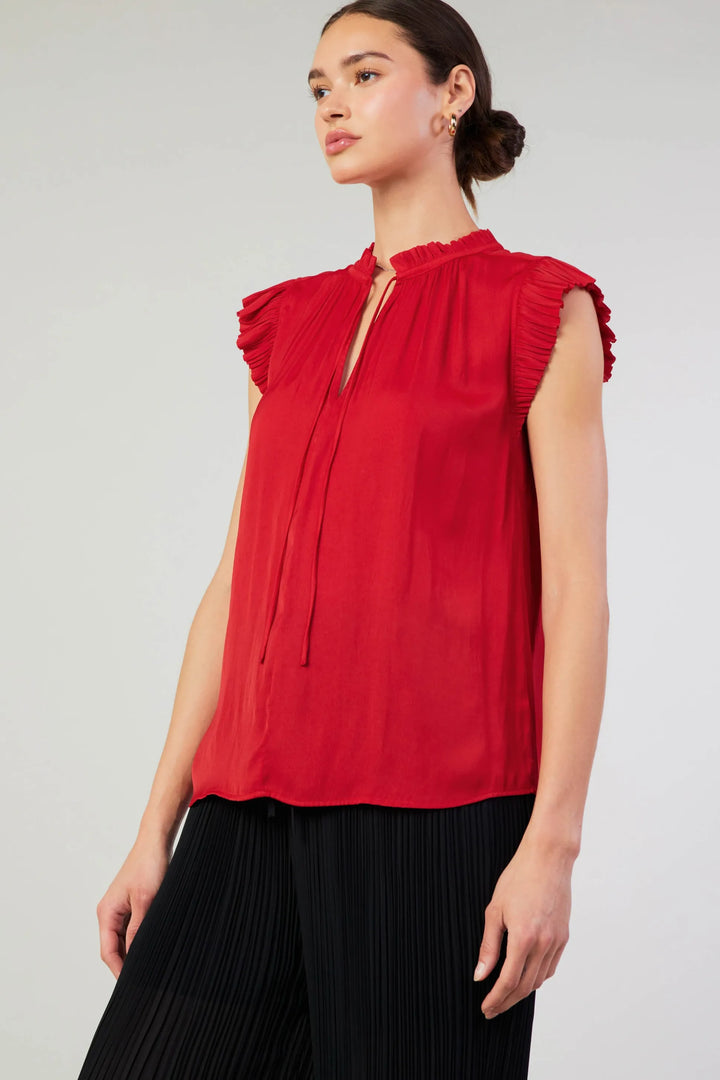 Pleated Short Sleeve Blouse