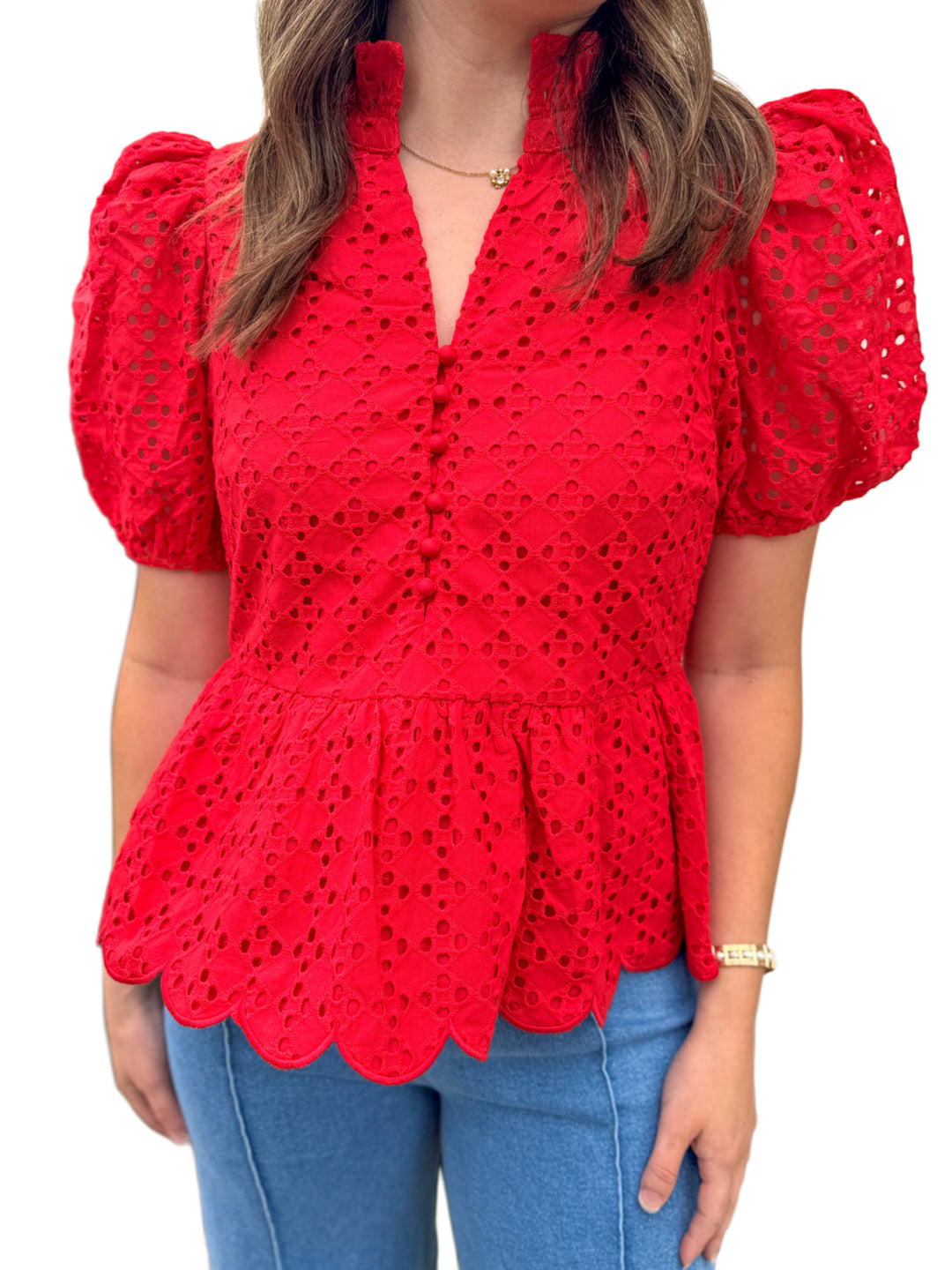 Sleeveless Eyelet Top