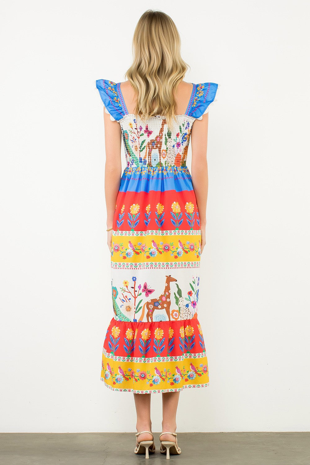 Flutter Sleeve Floral Maxi Dress