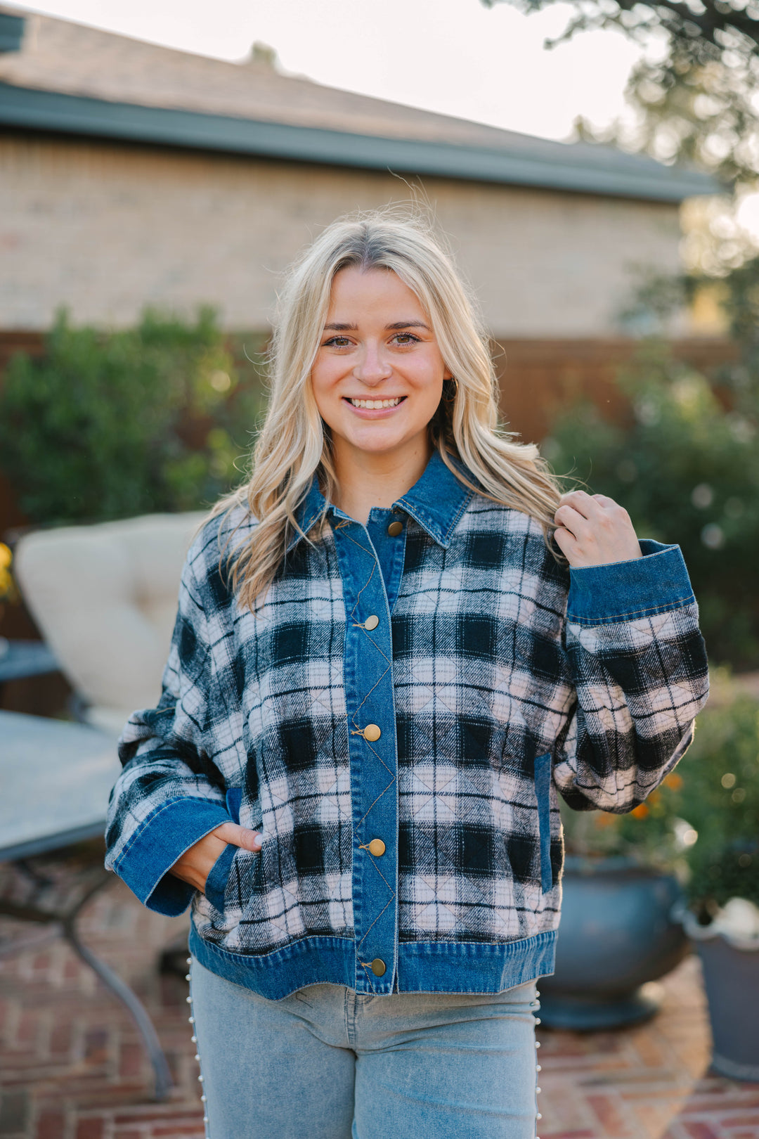 Denim Plaid Jacket