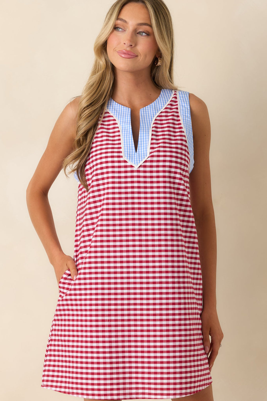 Gingham Sleeveless Mini Dress