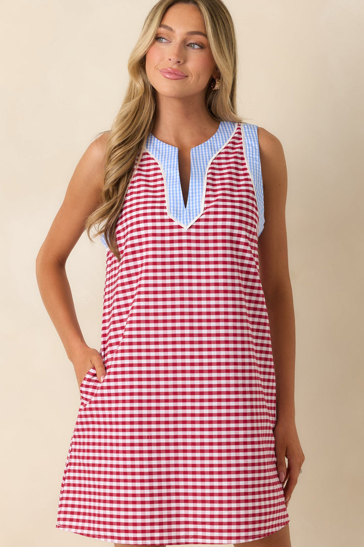 Gingham Sleeveless Mini Dress