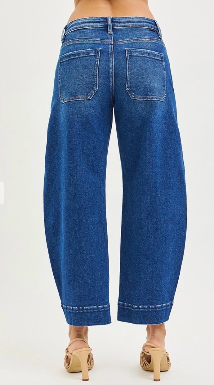 Mid Rise Crop Barrel Jeans