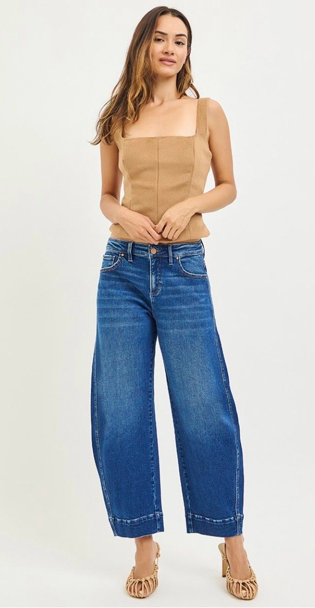 Mid Rise Crop Barrel Jeans