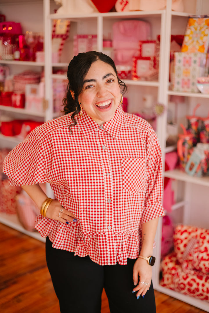 Ruffle Gingham Top