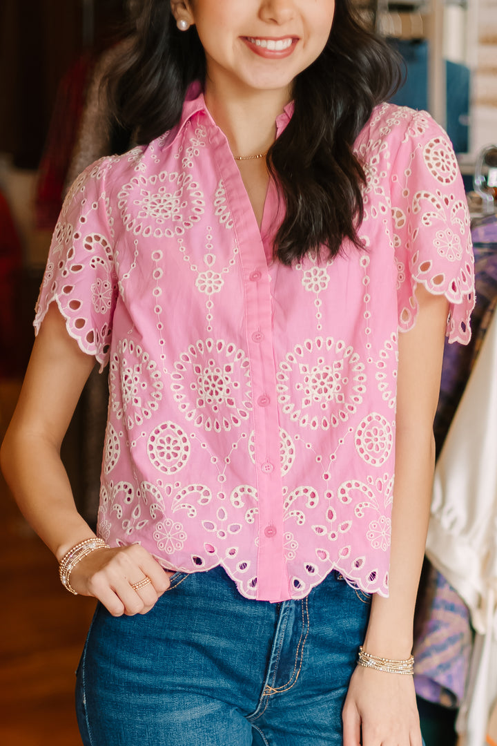 Eyelet Embroidery Blouse