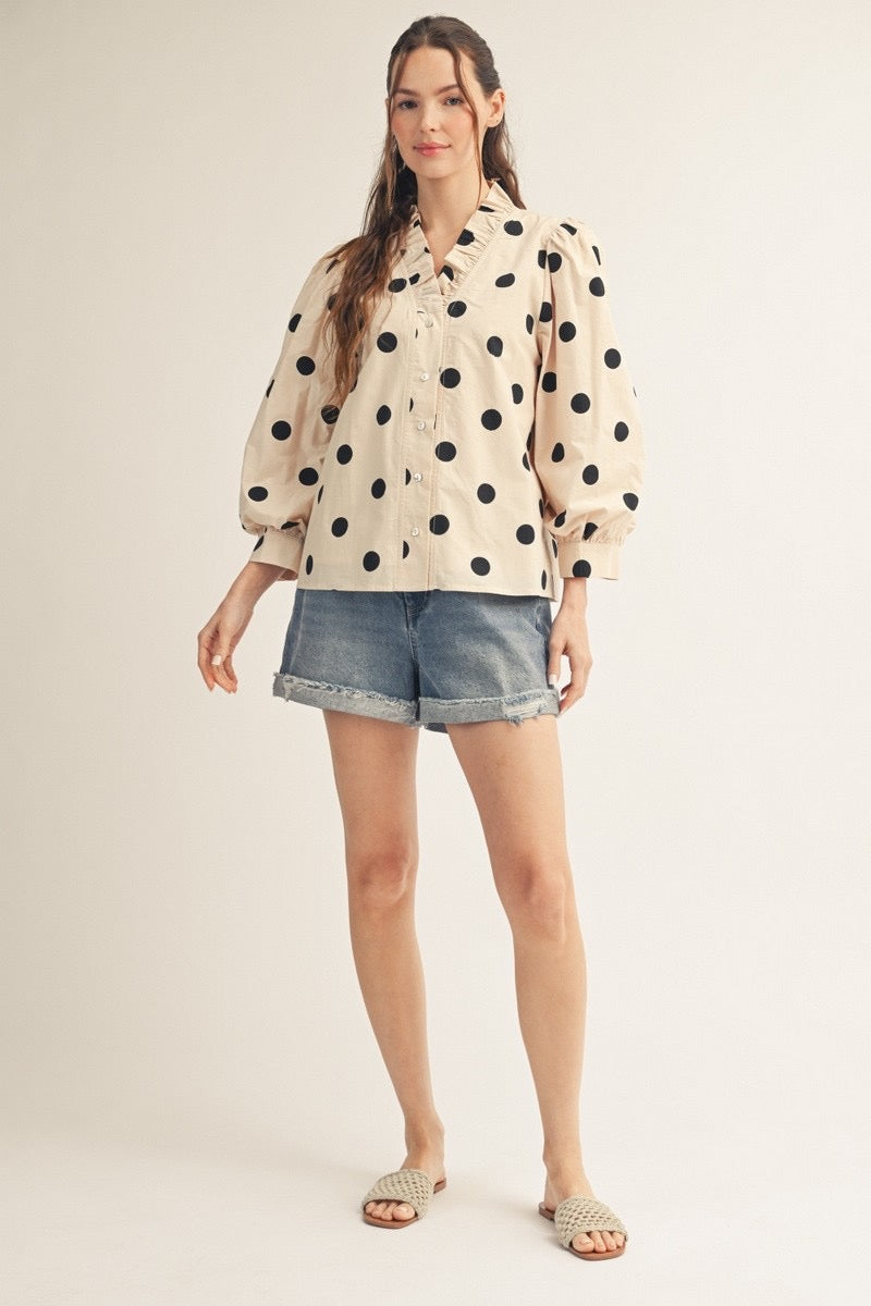 Long Sleeve Polka Dot Top