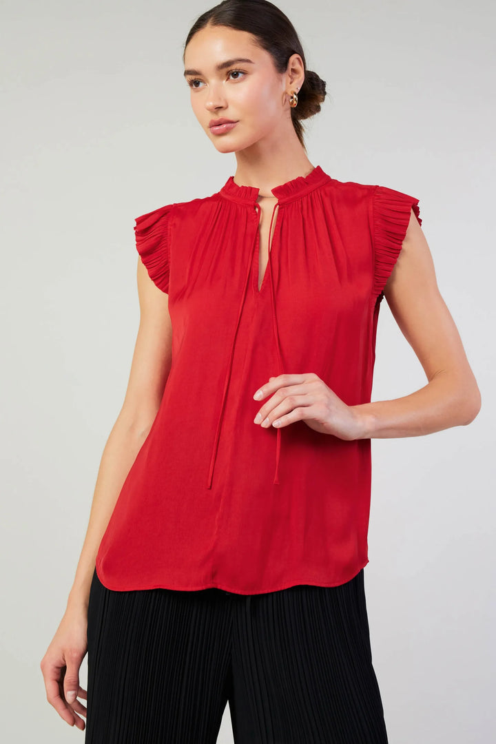 Pleated Short Sleeve Blouse