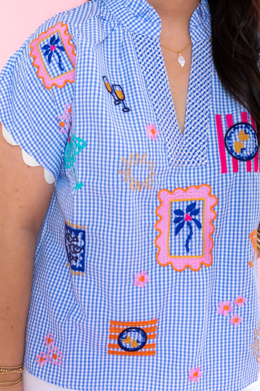 Short Sleeve Gingham Top