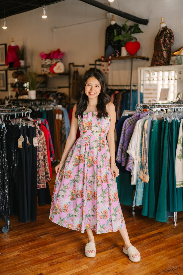 Strapless Floral Dress