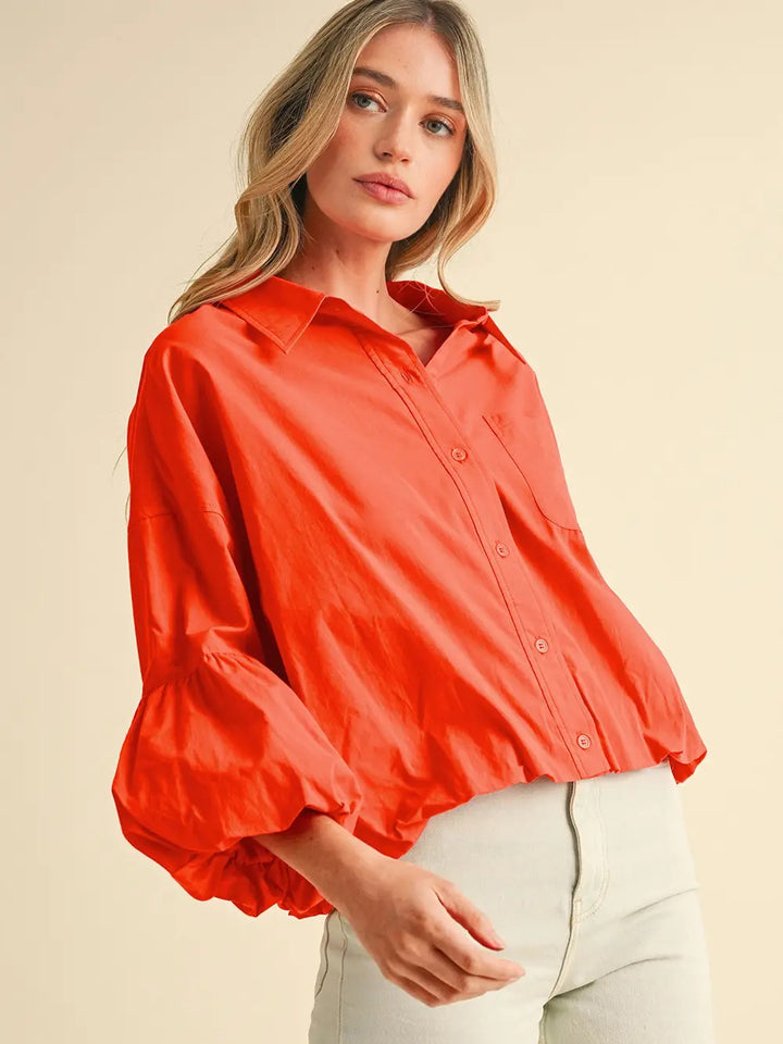 Bubble Sleeve Button Down