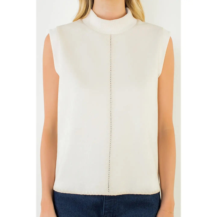 Suede Top With Stitching Detail
