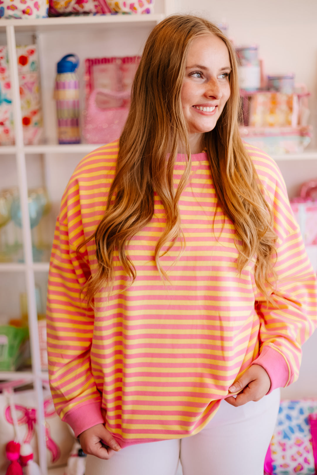 Oversized Striped Knit Top