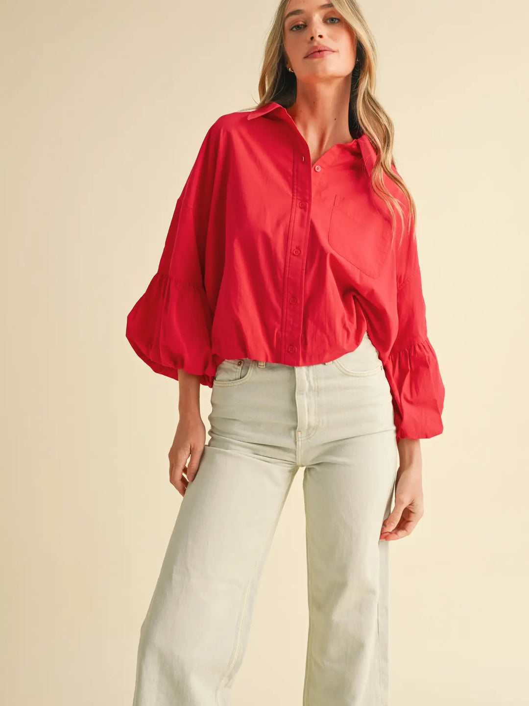 Bubble Sleeve Button Down
