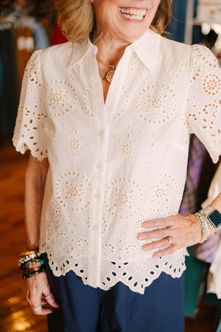 Eyelet Embroidery Blouse
