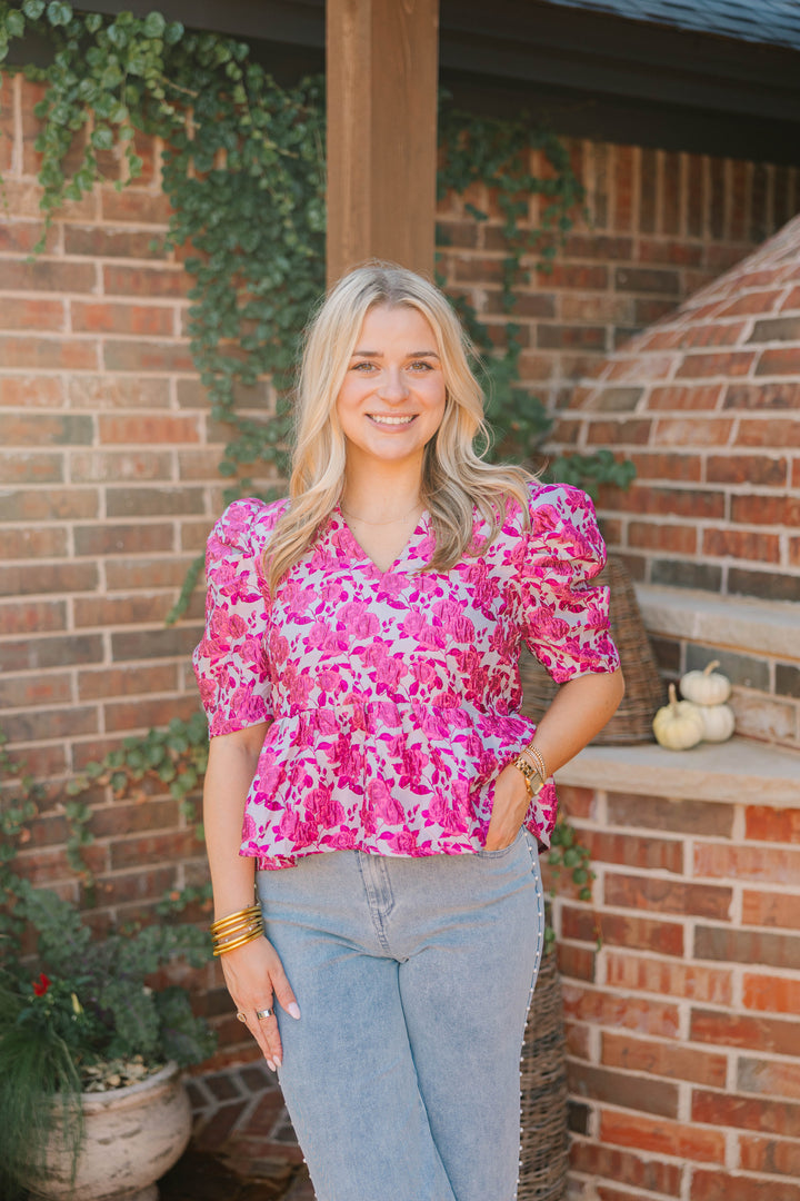 Floral Puff Sleeve Top