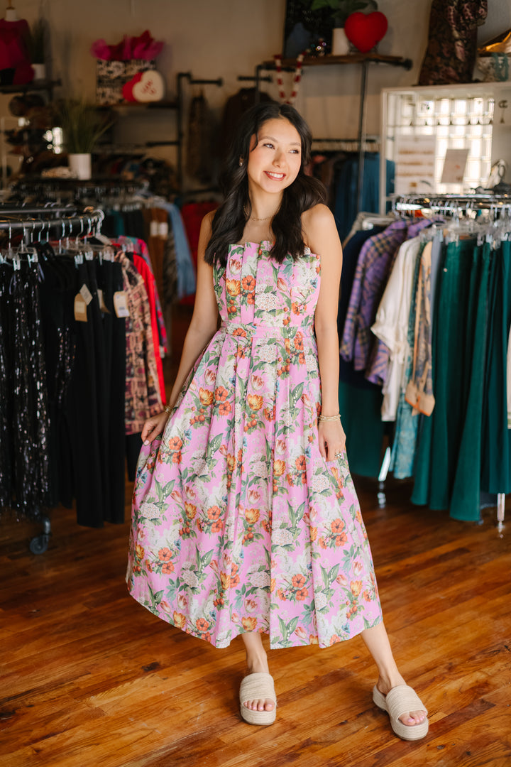Strapless Floral Dress