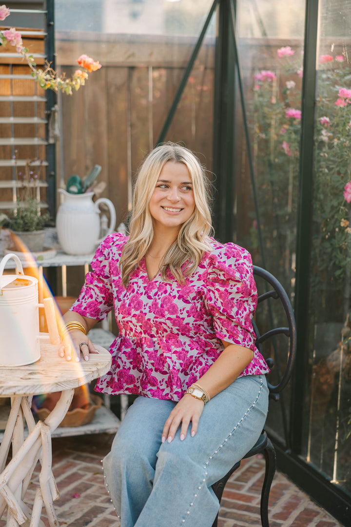 Floral Puff Sleeve Top