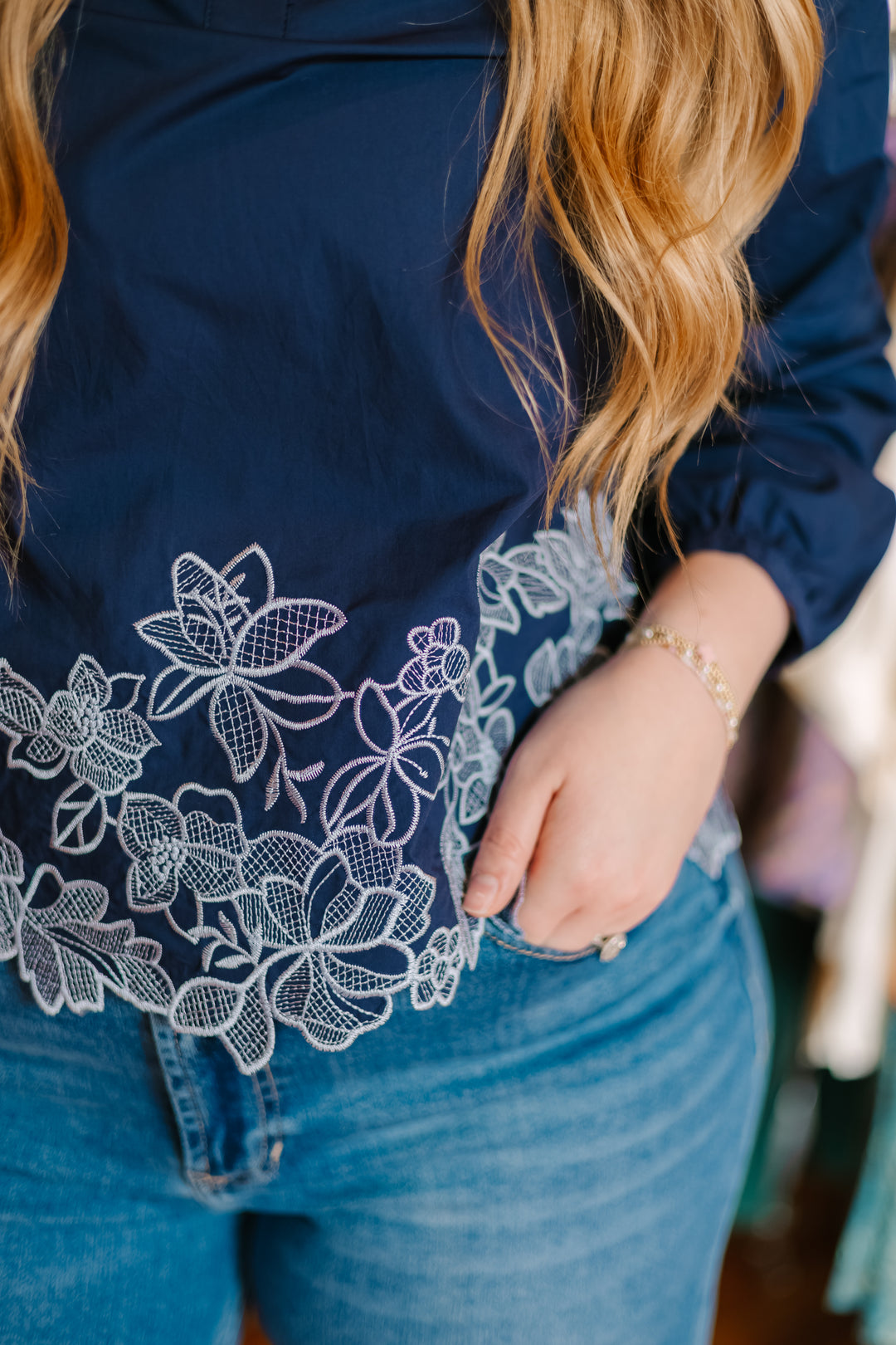 Embroidered Long Sleeve Blouse