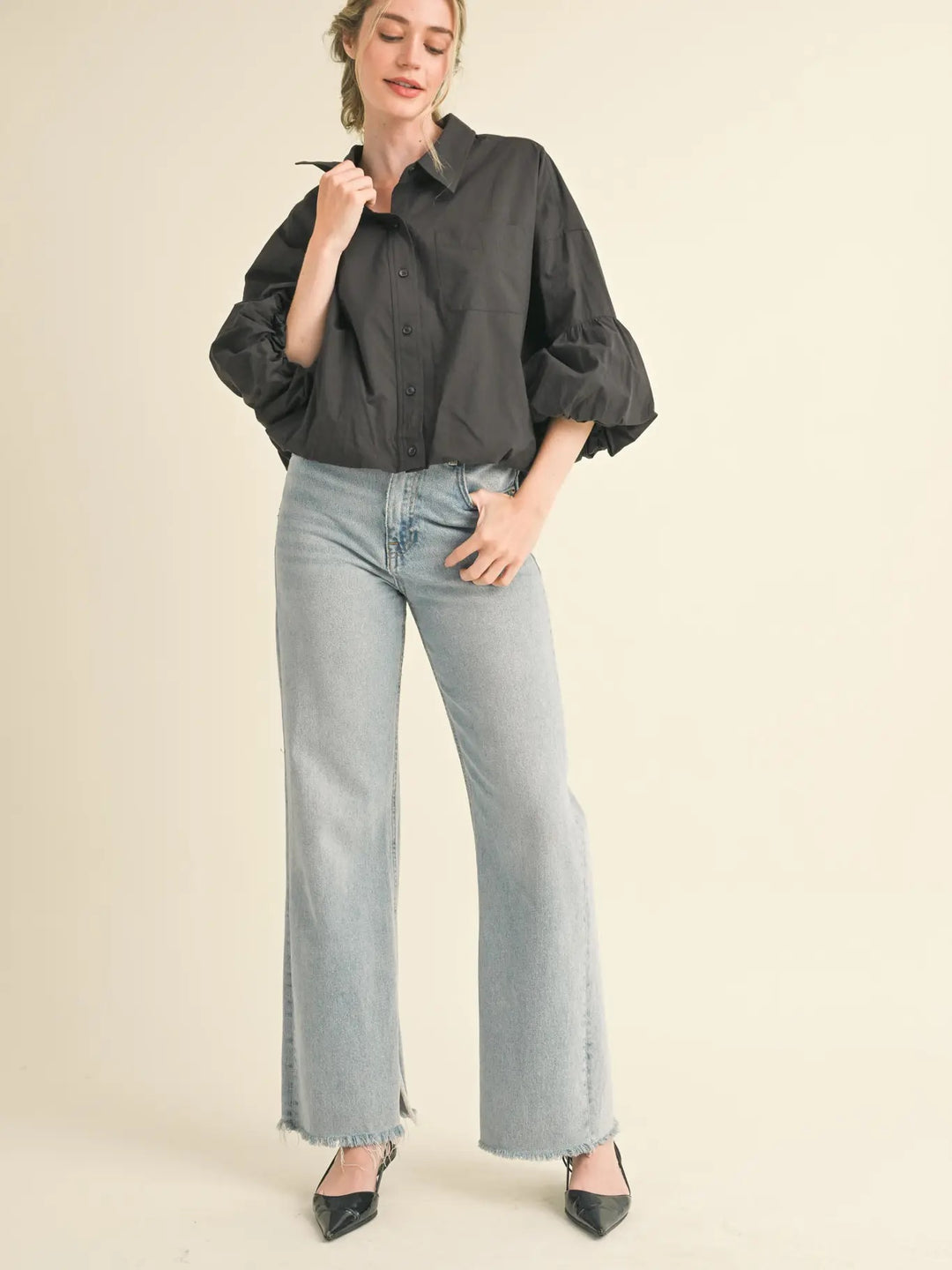 Bubble Sleeve Button Down