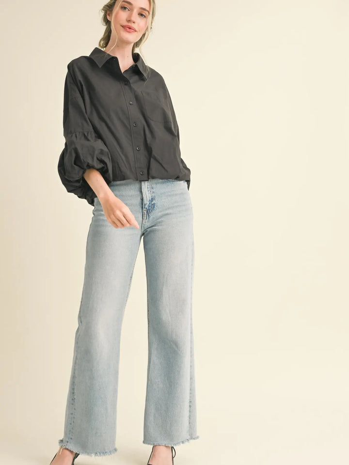 Bubble Sleeve Button Down