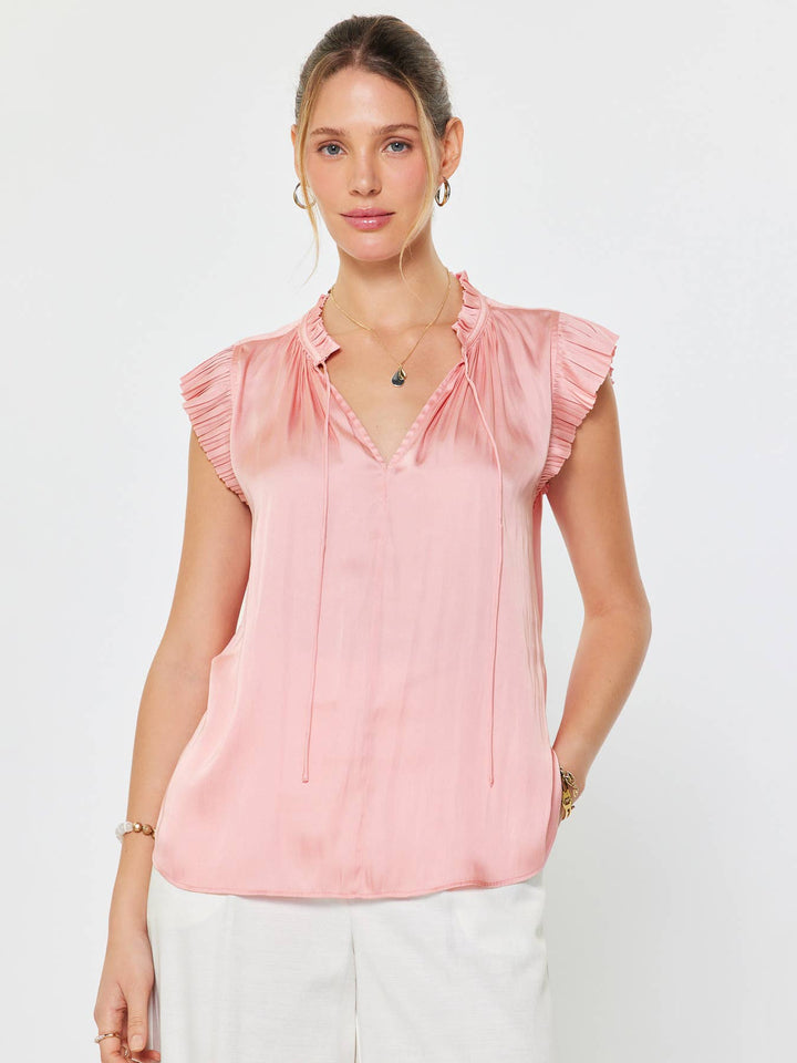 Pleated Short Sleeve Blouse