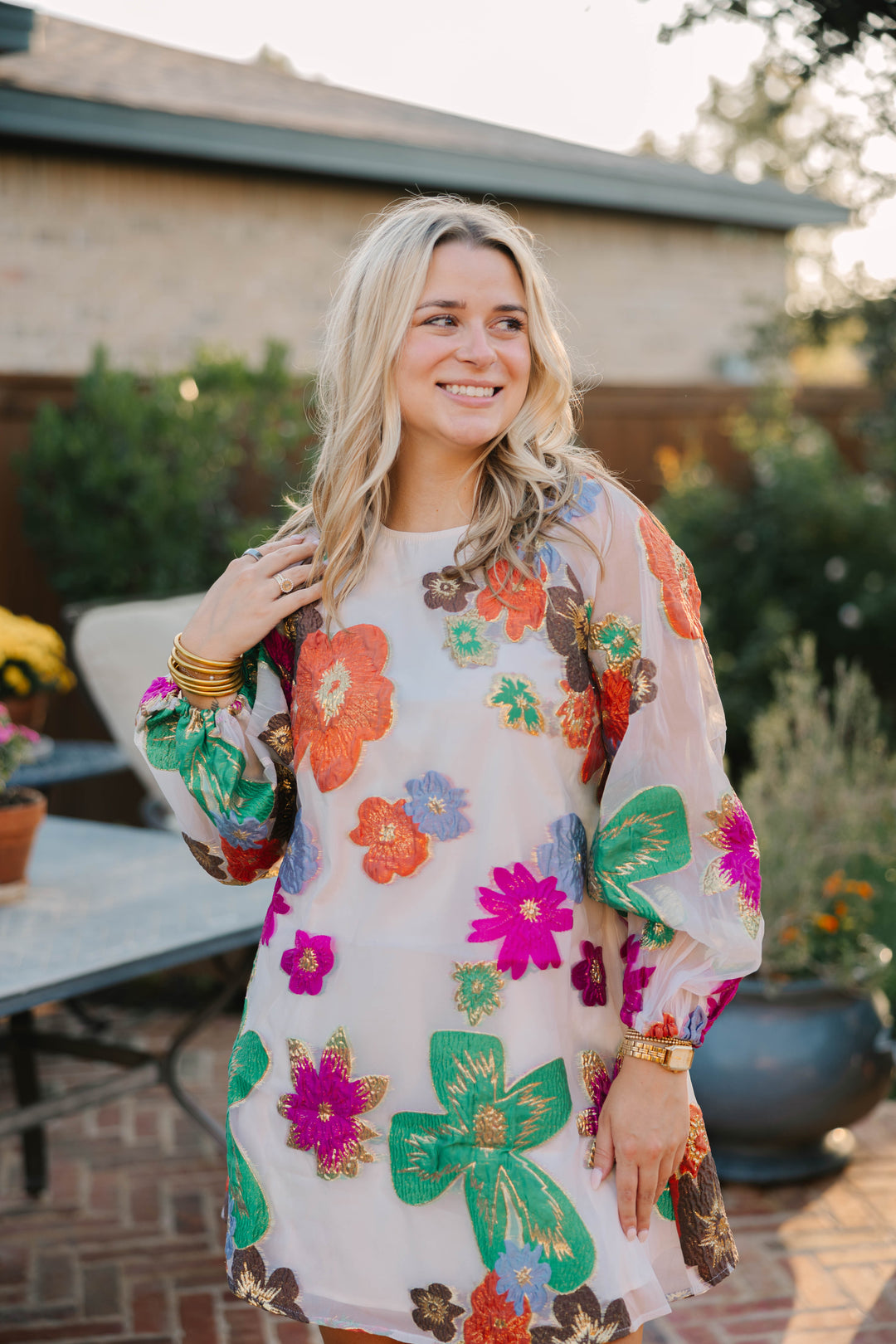 Bubble Sleeve Floral Dress