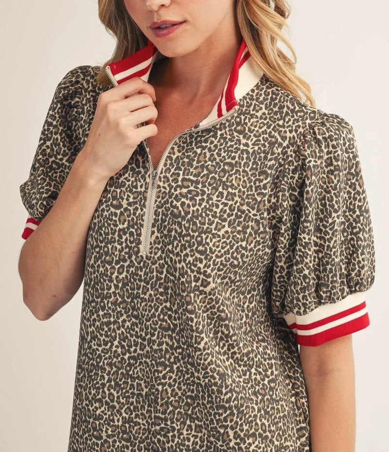 Leopard Half Zip Dress