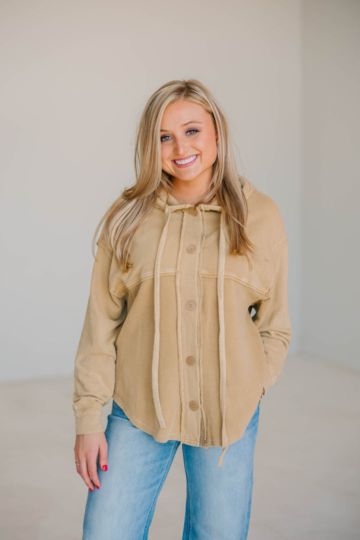 Button Hoodie Top