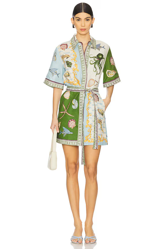 Ocean Vibe Belted Mini Dress