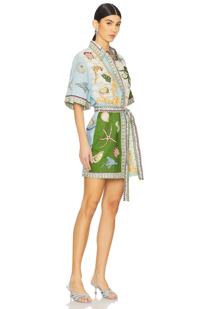 Ocean Vibe Belted Mini Dress