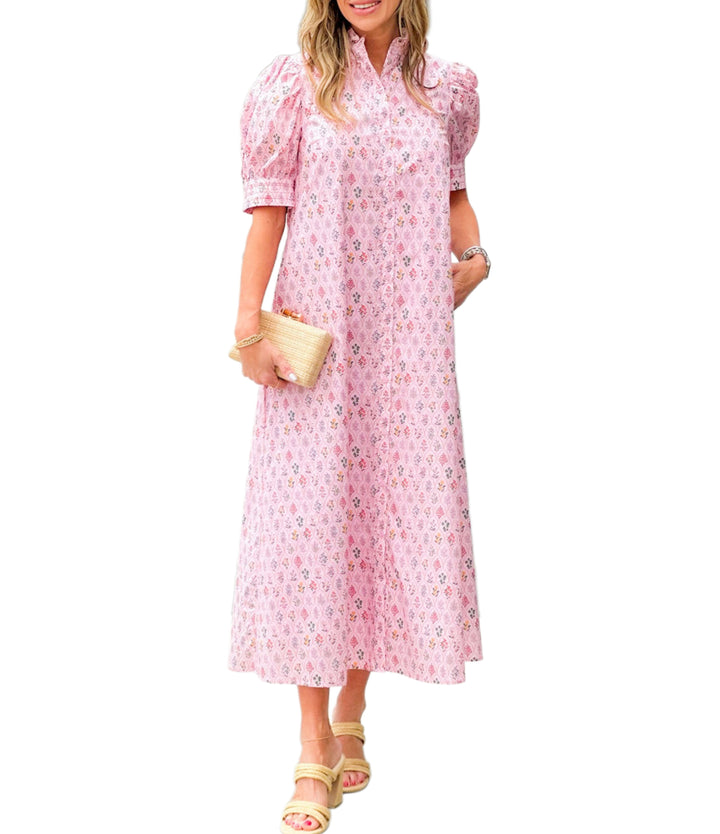 Floral Print Mock Neck Dress