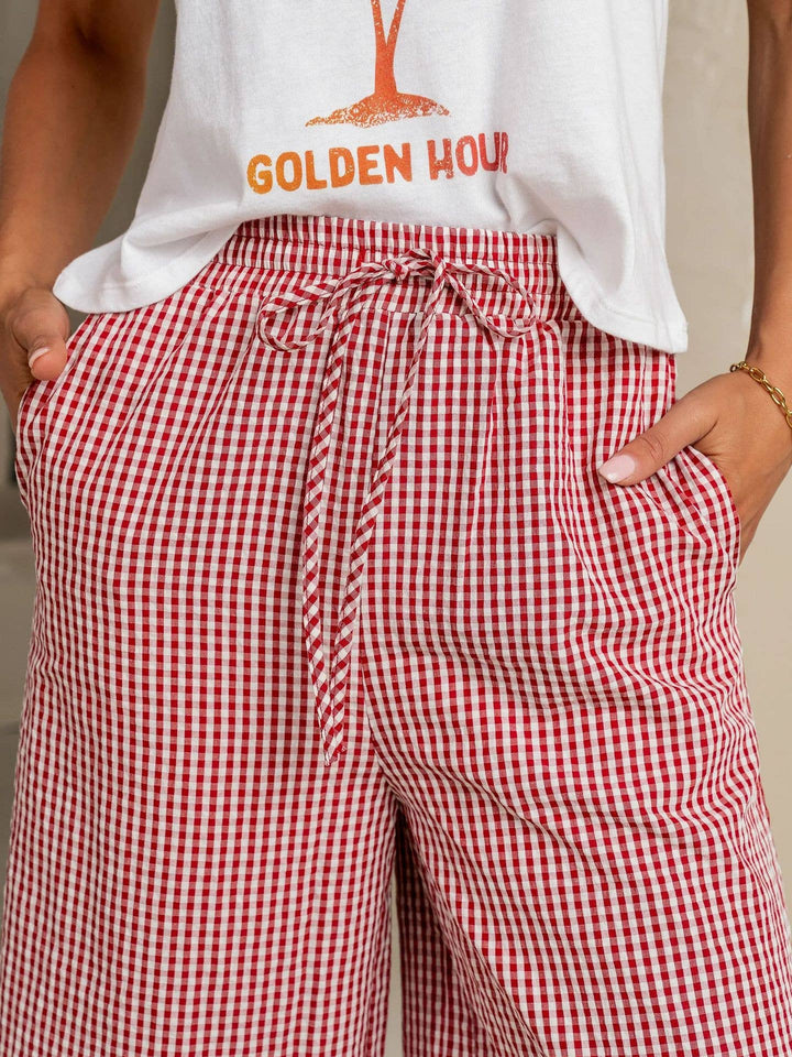 Gingham Wide Leg Pant
