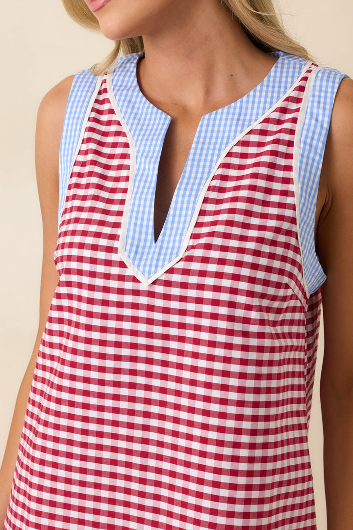 Gingham Sleeveless Mini Dress