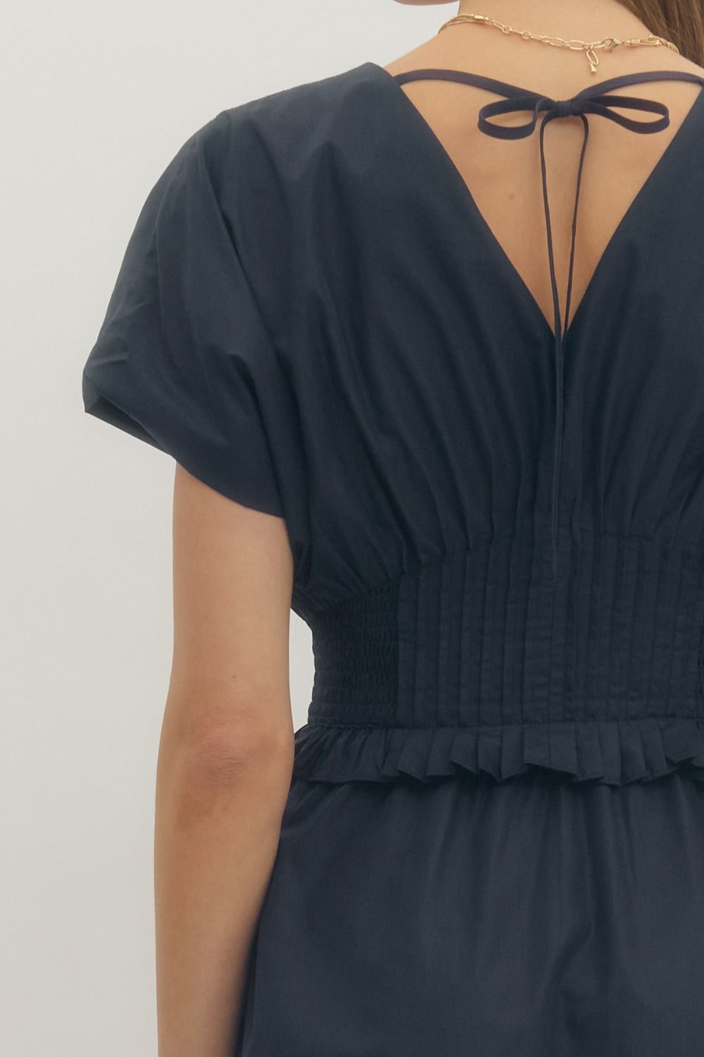 Solid Short Sleeve Midi Dress