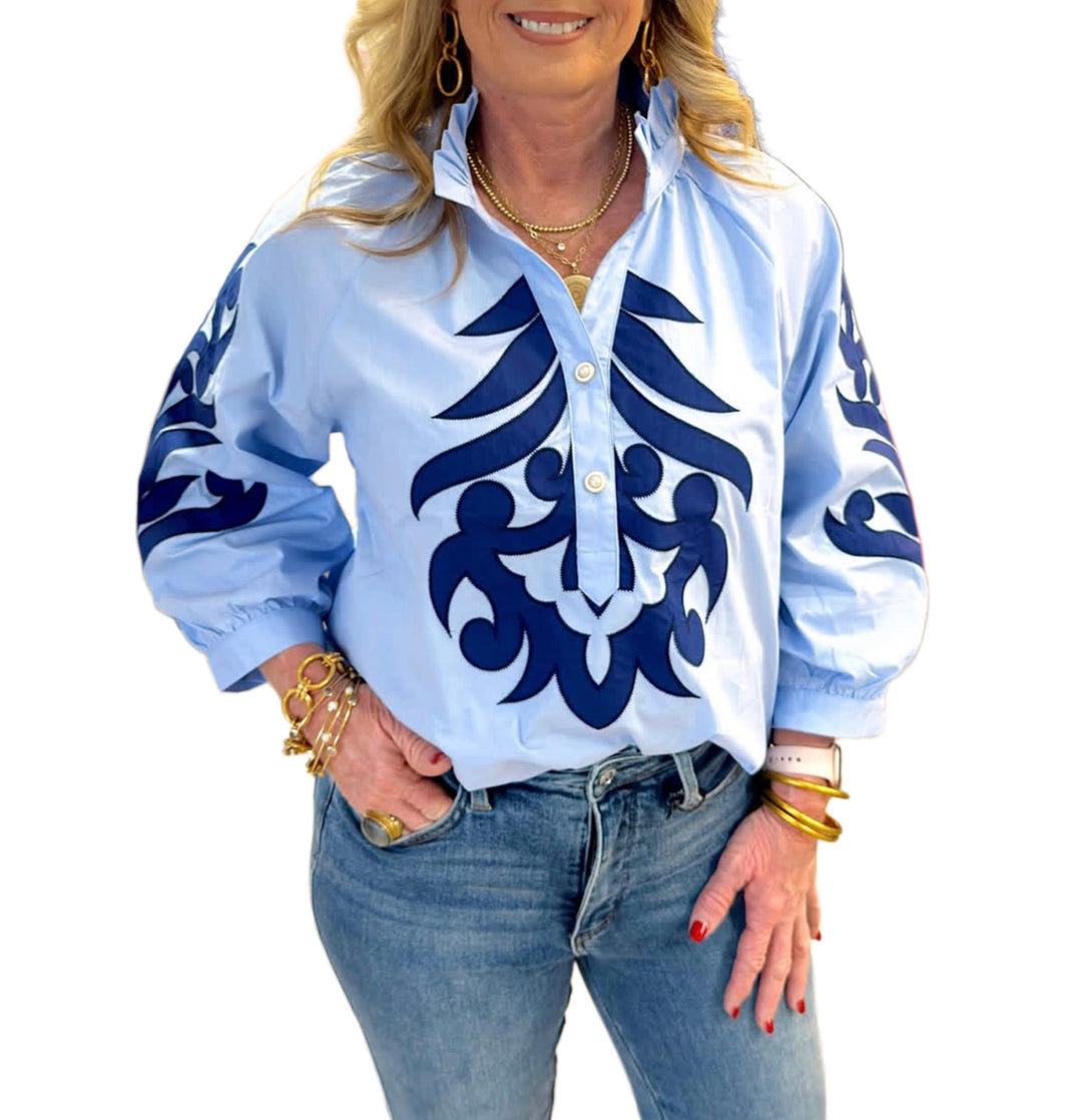 JDFL G15805 Long Sleeve Collared Top
