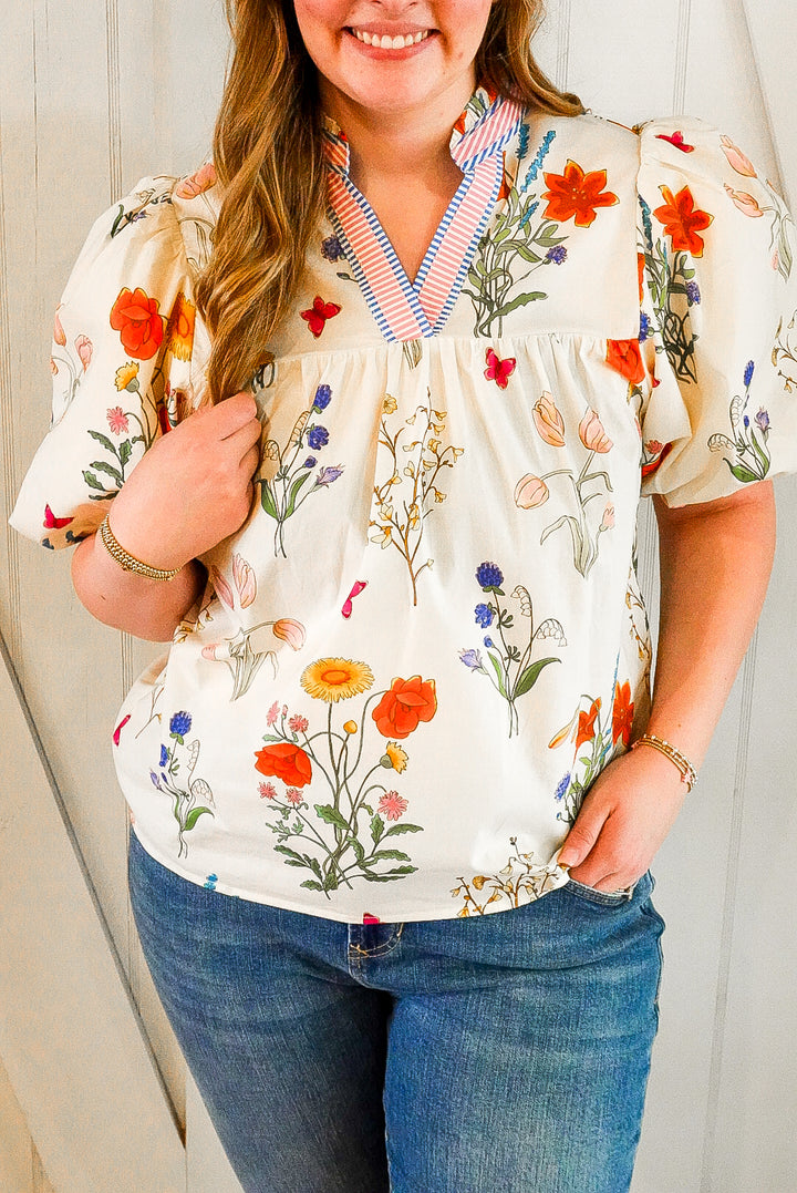 Puff Sleeve Floral Top