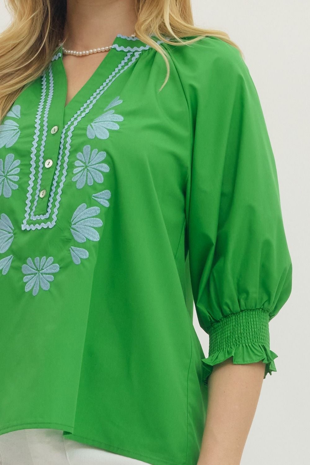 Embroidered Long Sleeve Top