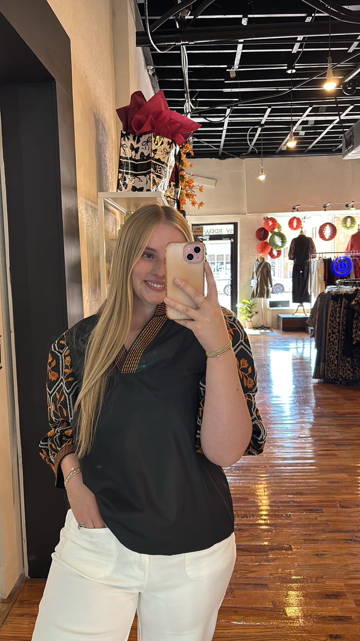 3Q Floral Slv Top