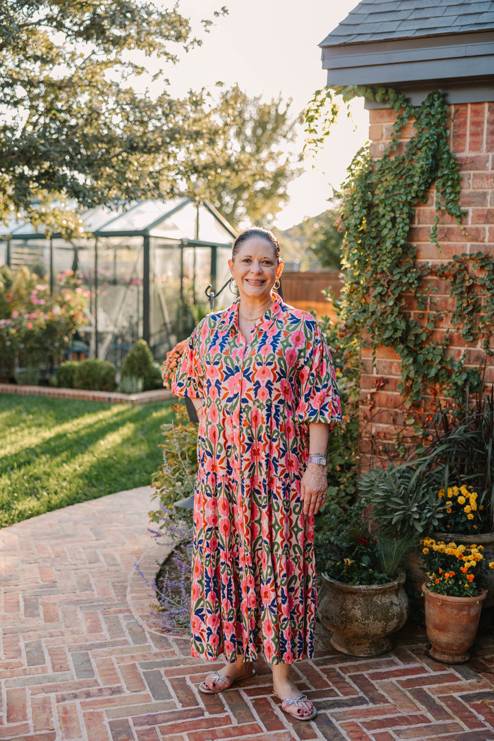 Tiered Floral Shirt Dress