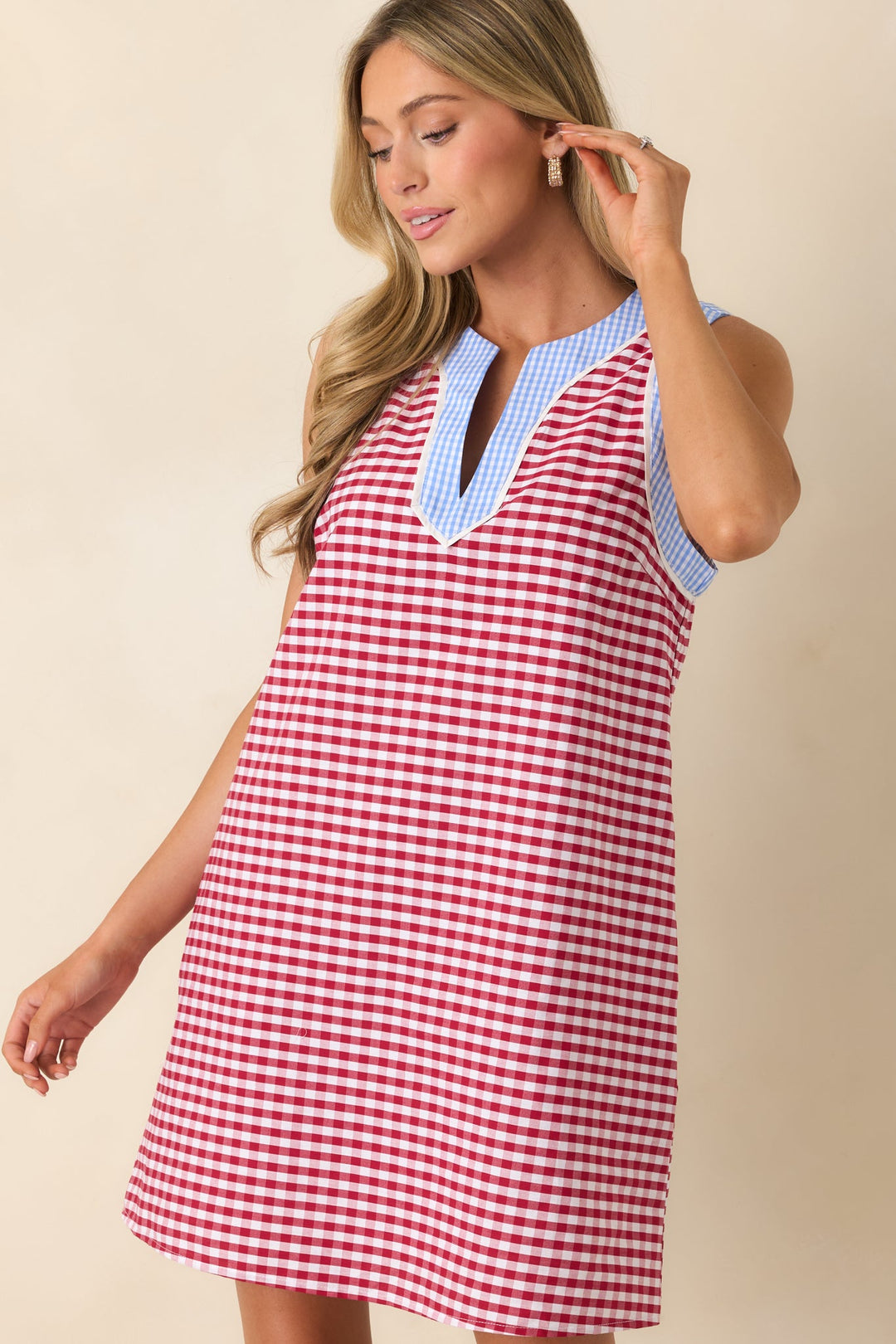 Gingham Sleeveless Mini Dress