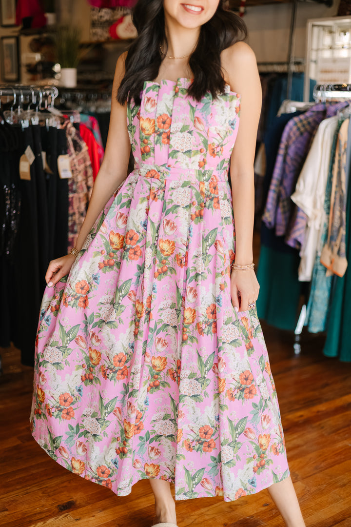 Strapless Floral Dress