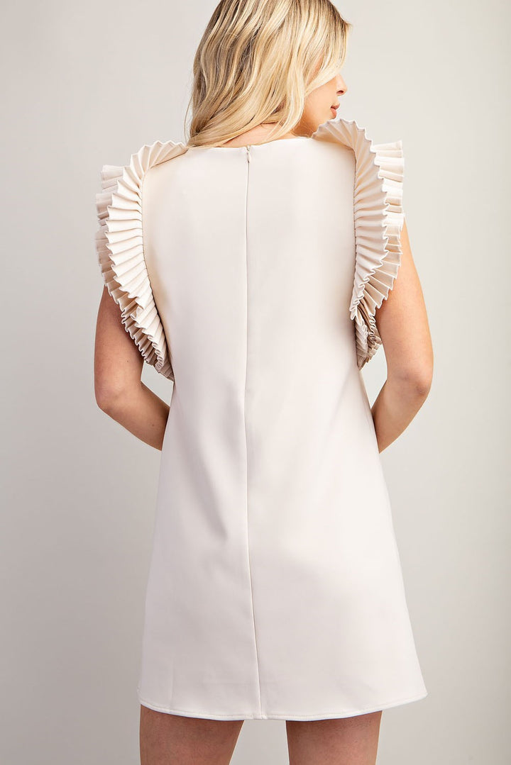 Pleated Shoulder Mini Dress