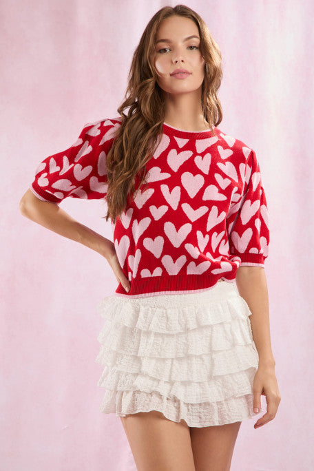 Hearts Pattern Sweater