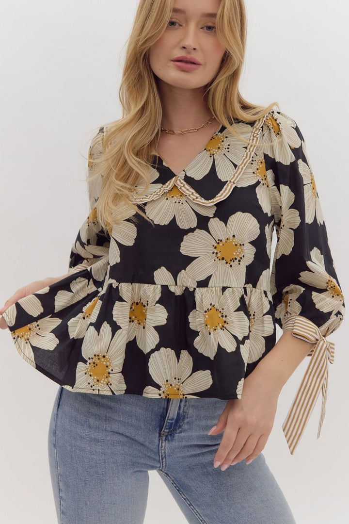 Floral Print Peplum Top