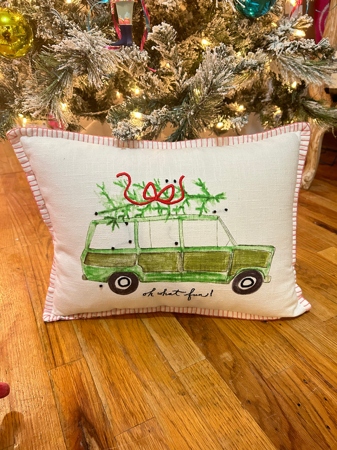 Pillow With Christmas Car
