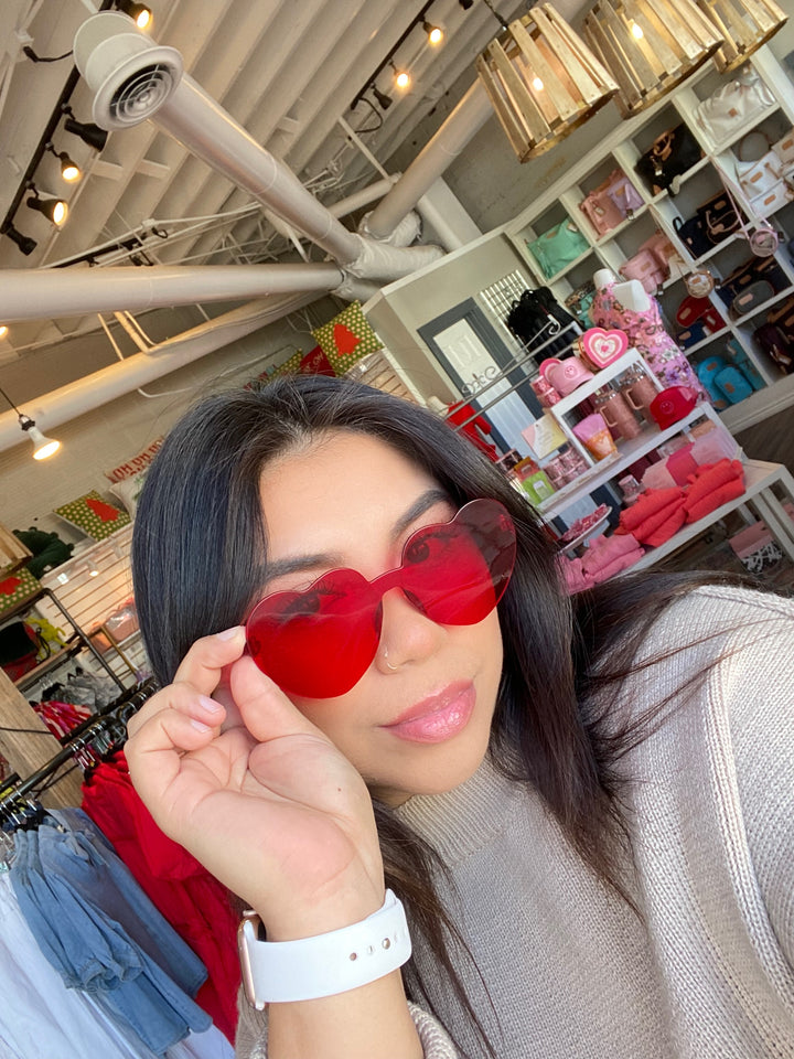 Valentines Festival Heart Sunglasses- Red