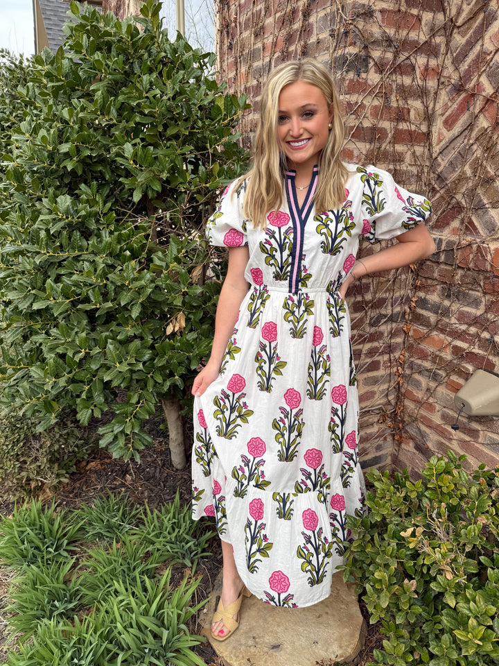 Puff Sleeve Flower Dress