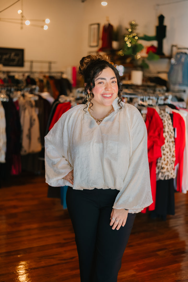 Long Sleeve Shimmer Top
