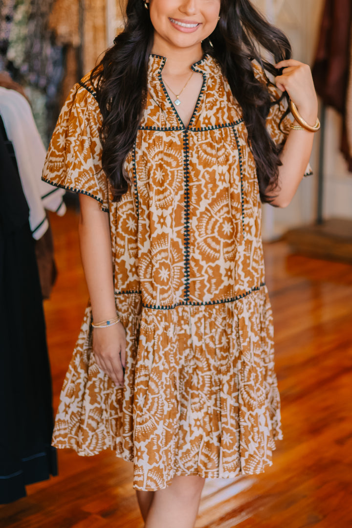 Shell Stitched Trim Dress